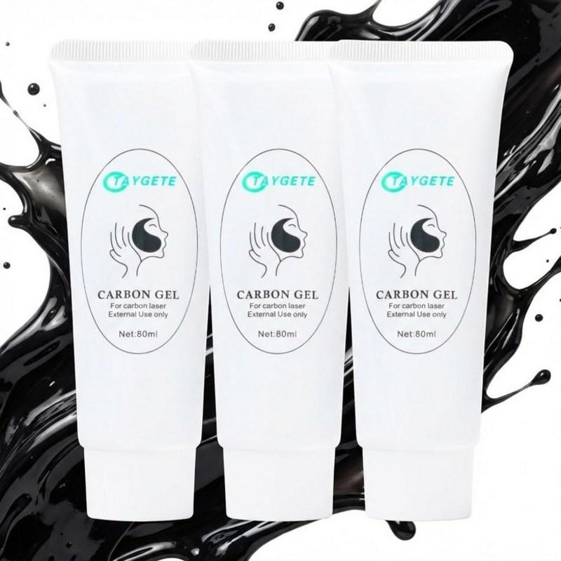 Carbon Facial Gel Set 3-PCS Hair Removal Cooling Formula Black Cream Remover Daily, 80ml, 3 pcs