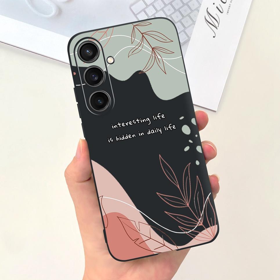 Для Чехла Funda Samsung A35 5G Case SM-A356E Пара Любовь Сердце Цветок Кошка Рисунок Задняя Крышка Для Samsung Galaxy A35 5G Etui