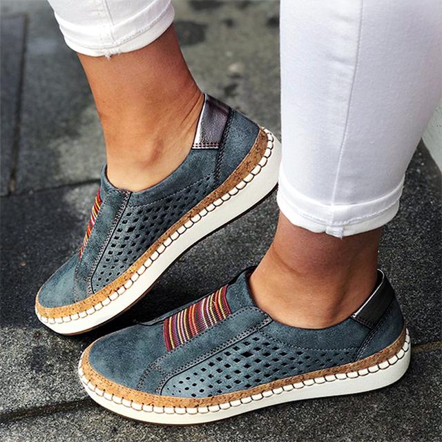 Женские кроссовки Slip On Shallow Loafers Вулканизированная обувь Дышащая повседневная обувь на плоской подошве Женская обувь размера плюс 43
