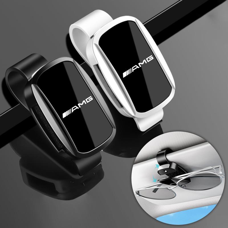 XUY2 New Car Sun Visor Glasses Holder Sunglasses Case Eyeglasses Clip For Mercedes Benz AMG W203 W206 W220 W205 W211 Keychain