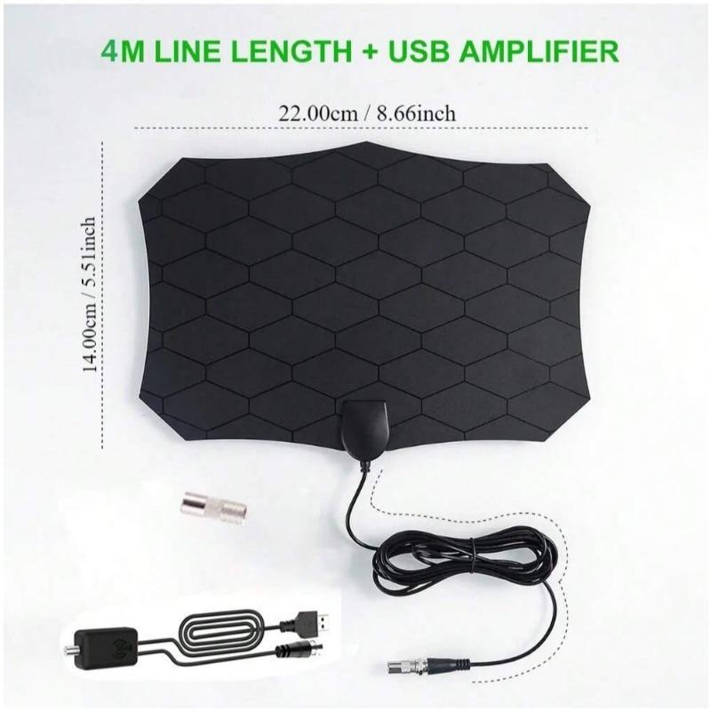 Антенна для HD-телевидения 4K с высоким коэффициентом усиления - Активная комнатная антенна с усилителем сигнала, вилка ЕС