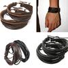 1 шт. модный женский/мужской многослойный браслет из искусственной кожи, повседневный браслет с оплеткой