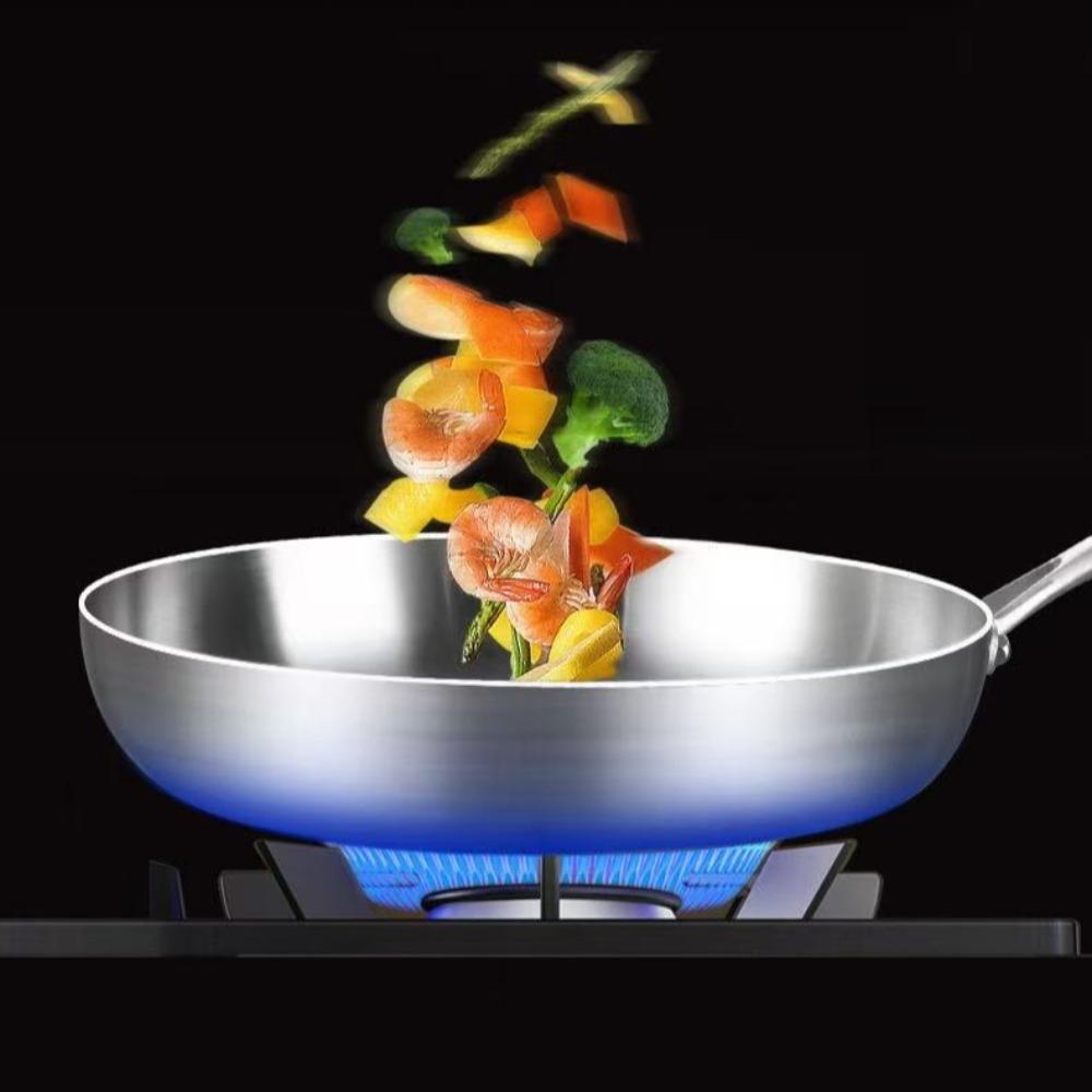 Kitchen Frying Pan 316 Stainless Steel Frying Pan Uncoated Non Stick Kitchen Cooking Pot Suitable for Gas Stove Induction Cooker