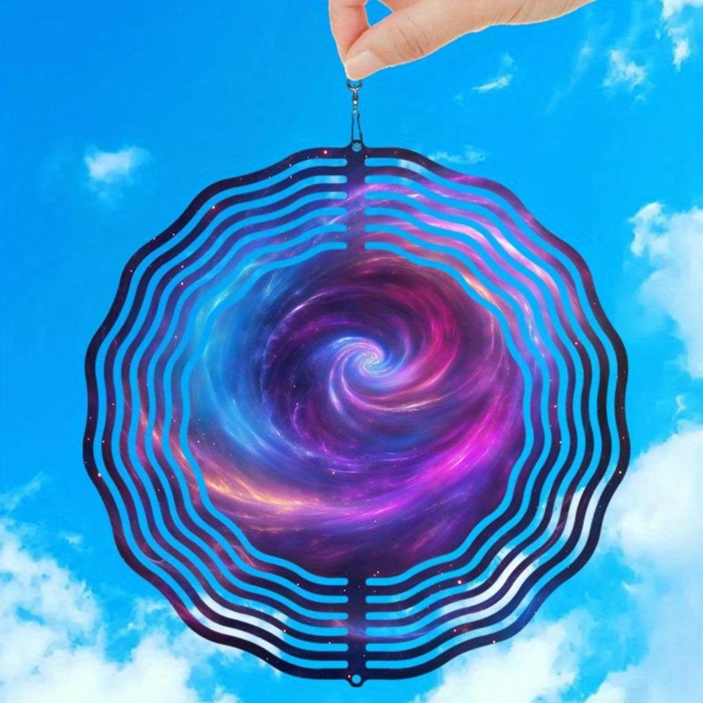 Galaxy Wind Chime Outdoor Metal Garden Decor with Cosmic Swirl Design Soothing Sound for Patio Balcony Yard Bird Deterrent