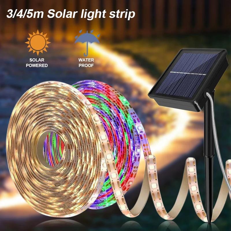 LED Light Strip Solar Outdoor Garden Light String Flexible LED Light Strip Street Waterproof Christmas Party Decoration