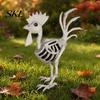 Realistic Animal Skeleton Halloween Rooster Statue, Resin Chicken Bone Figurine for Yard Lawn, Life Size Spooky Outdoor Garden Decor Haunted