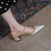 Baotou sandals 2025 summer new women's middle heel pointed rear empty thick heel rivet high heels niche temperament fairy sandals