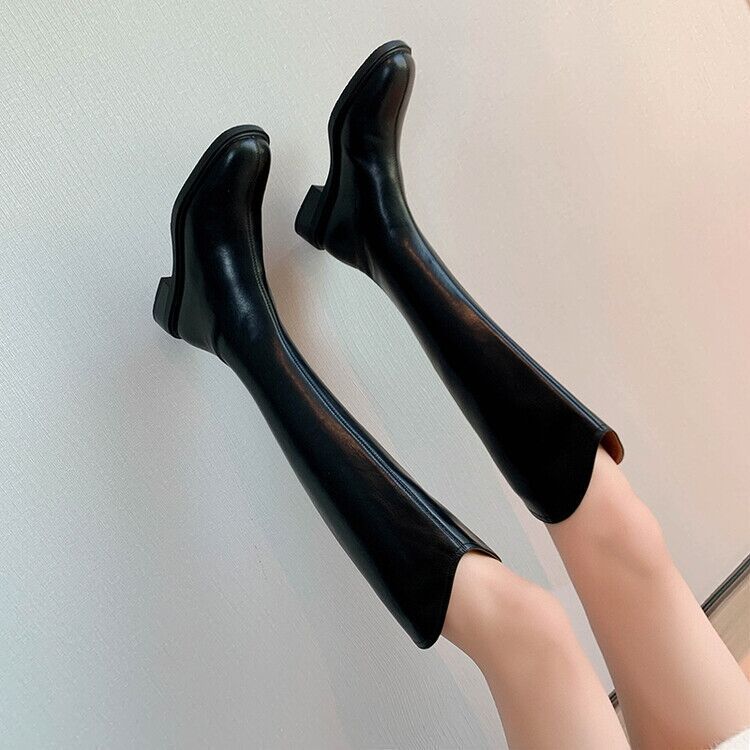 Высокие сапоги для женщин, но выше колена, новинка осени и зимы 2025 года, на толстой подошве, с длинным голенищем, тонкие сапоги-чулки, маленькие высокие сапоги-трубы, универсальные сапоги-рыцари