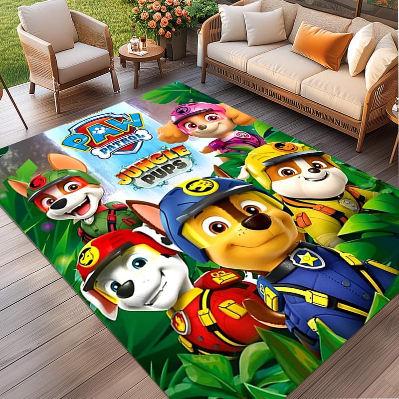 Jungle Pups Print Rug, Washable Floor Carpet, For Entryway Dorm Laundry Room Office Study, Home Decor Birthday Christmas Gift