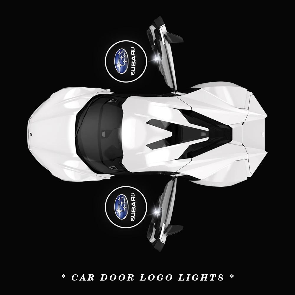 2Pcs Car Door Welcome Lamps HD LED Projector Night Lights For Subaru STI Forester Impreza Legacy Outback XV BRZ WRX Tribeca