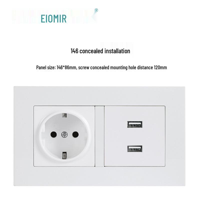European German Standard Dual USB and Type C Socket Panel