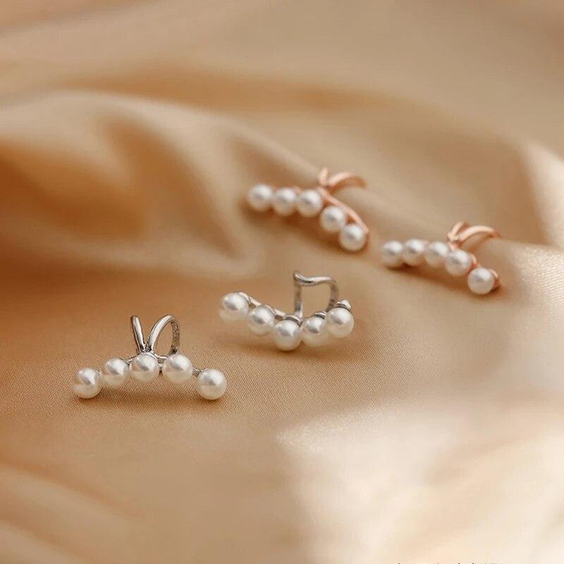 925 Sterling Silver Multi-Pearl Ear Clip Female Temperament Without Pierced Fashion Jewelry EH242