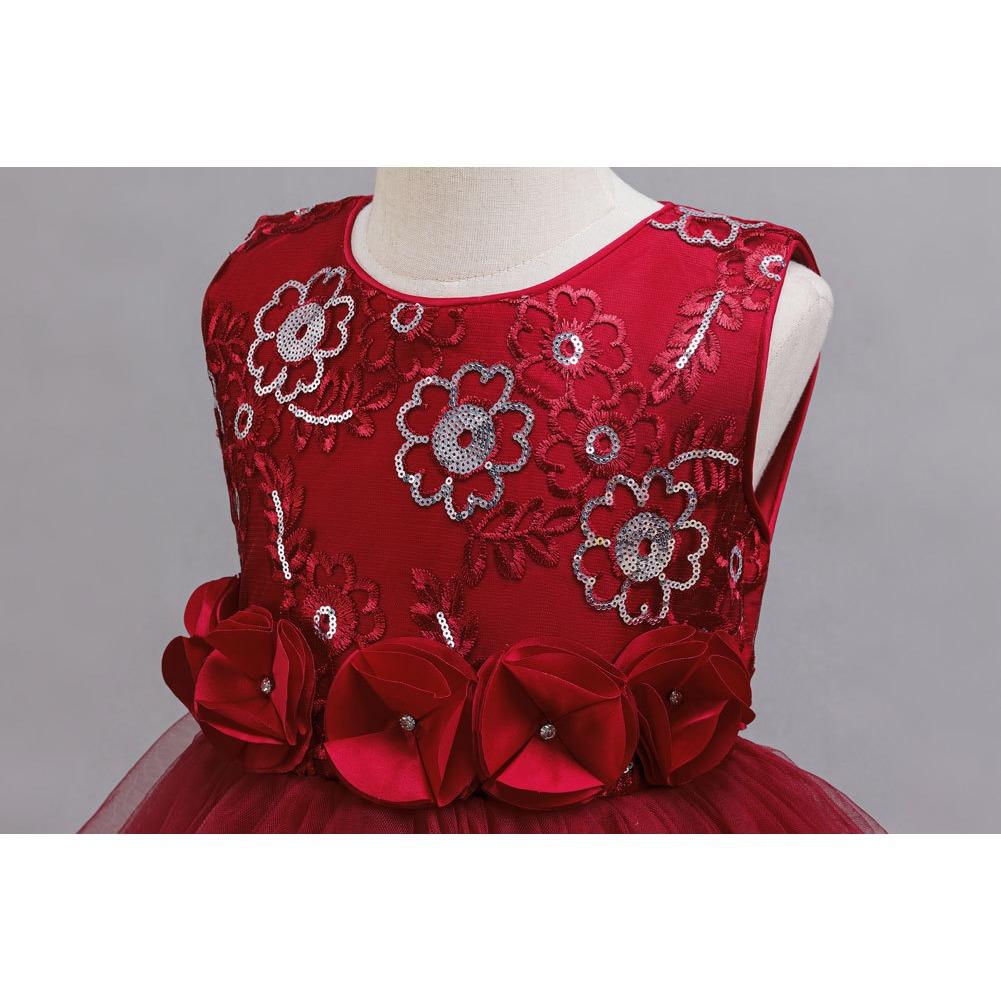 Платье для вечеринки для девочек, юбка, цветочное сетчатое тюлевое платье-пачка, для детей среднего и старшего возраста, длинный рождественский костюм для выступления 632 Детское принцессное