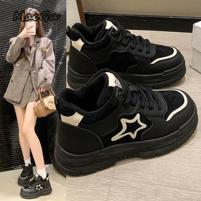 Удобные плюшевые спортивные кроссовки Женские зимние кроссовки на платформе Легкая повседневная обувь Теплые хлопковые туфли для женщин De Mujer