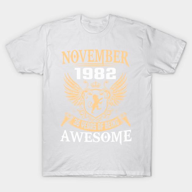 T Shirt Women November 1982 36 Years Of Being Awesome Harajuku Print Kawaii Tshirt Summer Short Sleeve Female T-Shirt Top Tee