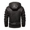 Мужская модная однотонная потертая кожаная куртка с капюшоном в винтажном стиле, повседневная куртка с капюшоном и длинными рукавами