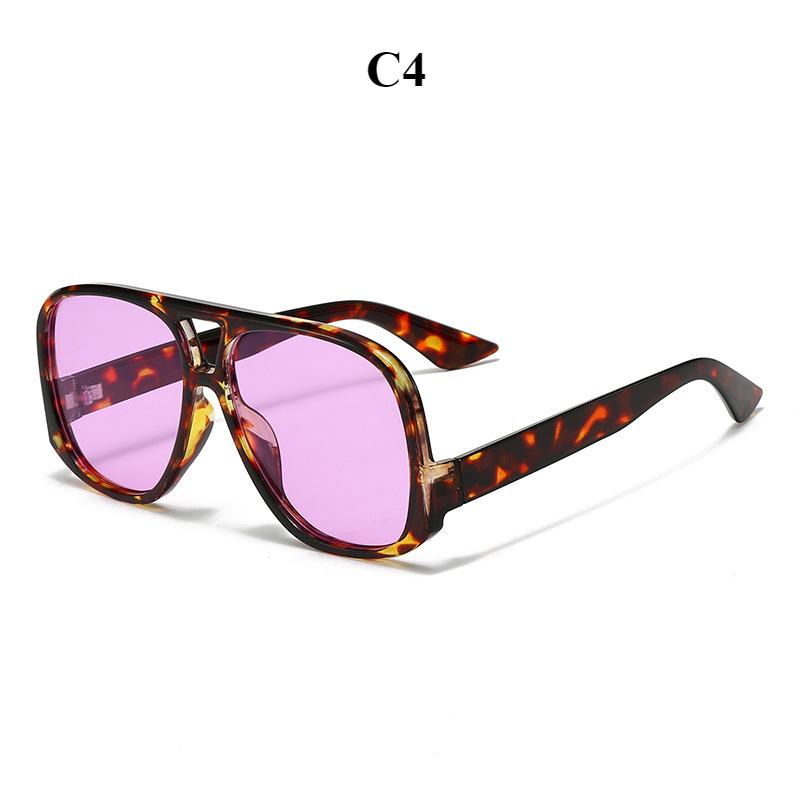 Ladies' Glasses, Retro Large-frame Double-beam Sunglasses.