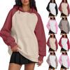 Women's Fashion Casual Plunging Shoulder Long Sleeve Hooded Patchwork Pullover Sweatshirt