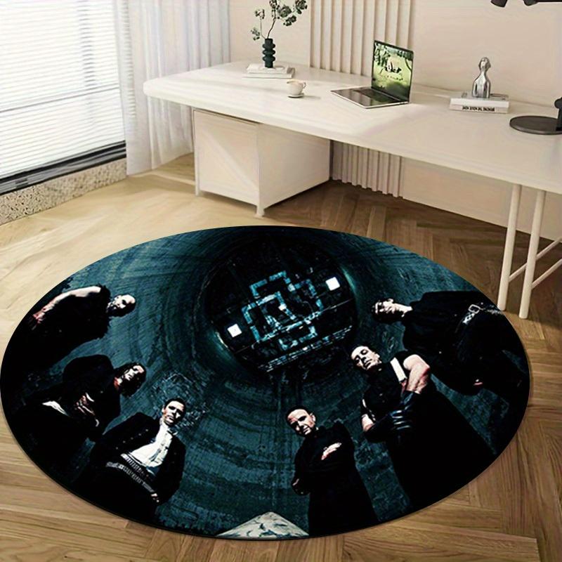 1pc Home Office Outdoor Gift Circular Carpet - Industrial Style Design with Band Logo Print for Living Room, Bedroom, or Patio AreaRC2788
