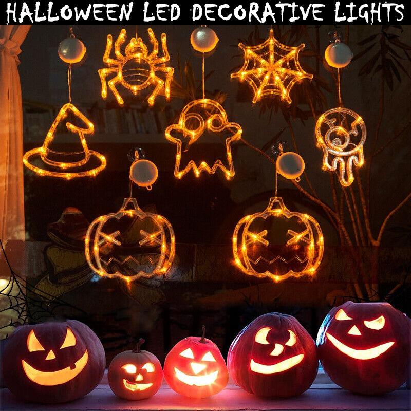 Хэллоуин Окно Висит Светодиодный Свет Домашнего Орнамента Присоске Домашний Декор Огни