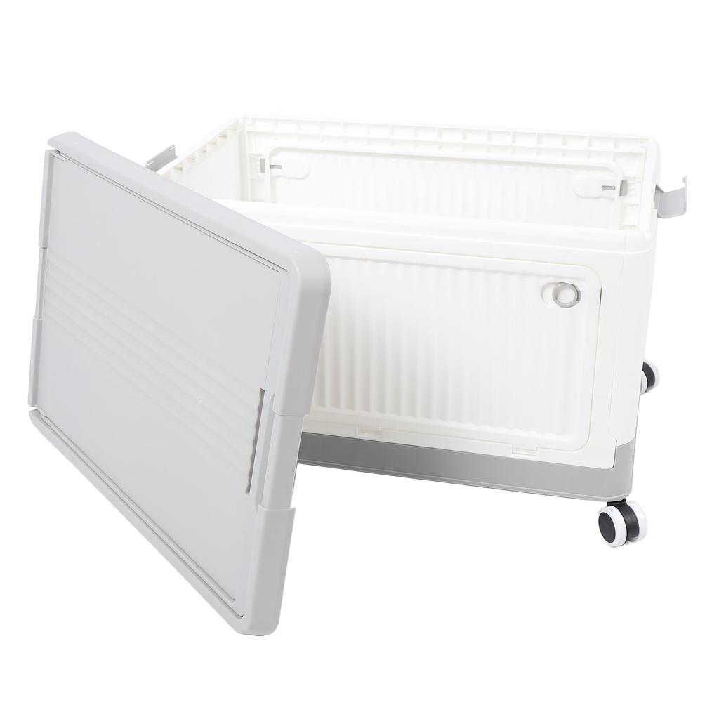 Folding Storage Bin with Lid Wheels PP Stackable Rolling Utility Storage Box Container with Handle for Clothes Books