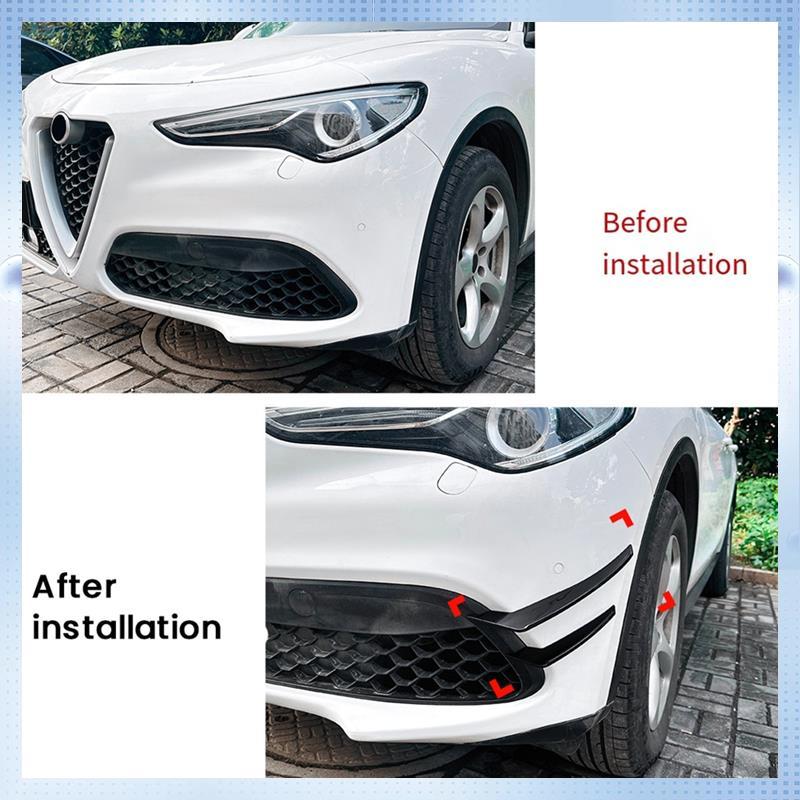 Car Front Bumper Spoiler Splitter Cover Side Lip Splitter Trim For Alfa Romeo Stelvio 2017+ Carbon Fiber