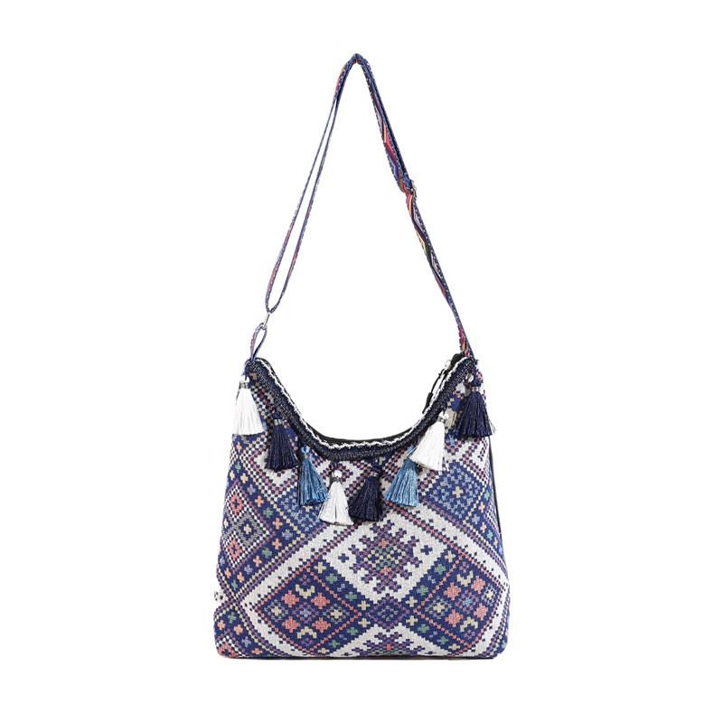 Embroidery Style Tassels Large Shoulder Bags Capacity Single Girl Shoulder Bag