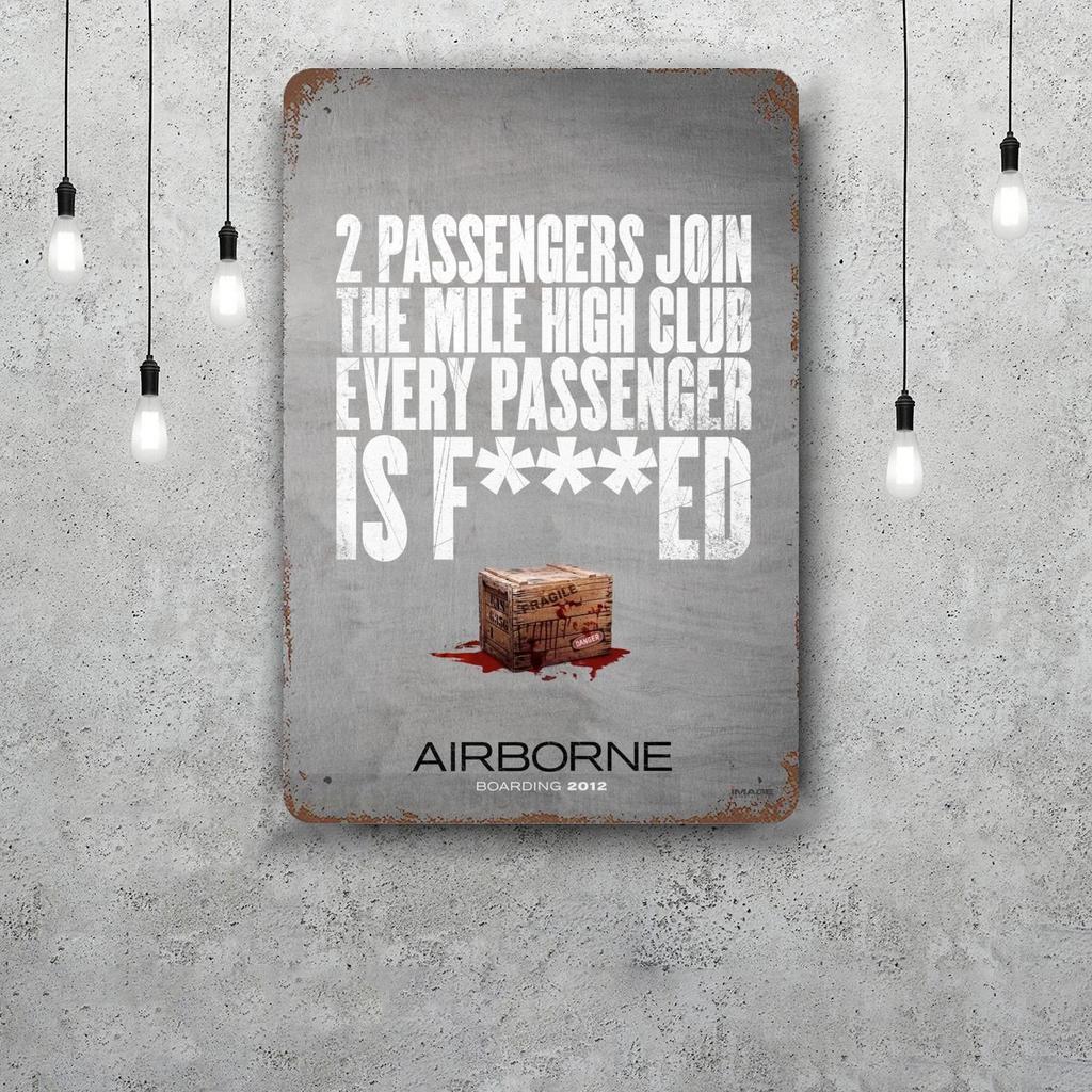Классический плакат Airborn Ржавая металлическая табличка Ретро Декоративная тарелка Бар Мужская берлога Гараж Клуб Металлическая вывеска Настенное украшение