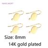 Круглая латунная подставка Крючки для сережек Позолоченные 14K крючки для ушей Аксессуар для изготовления сережек своими руками Модные украшения для женщин
