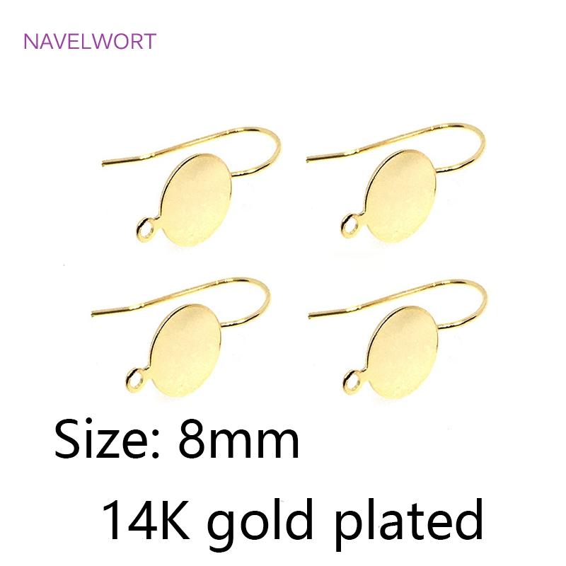 Круглая латунная подставка Крючки для сережек Позолоченные 14K крючки для ушей Аксессуар для изготовления сережек своими руками Модные украшения для женщин