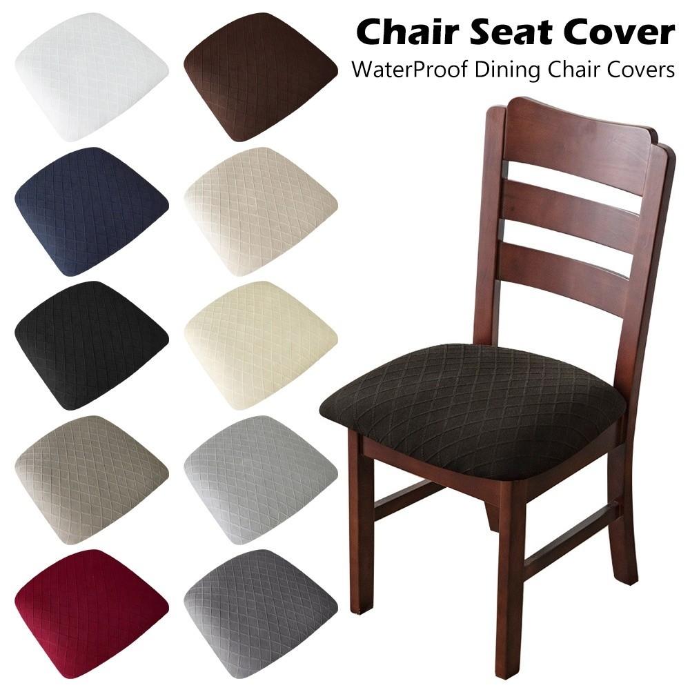 Solid Color Dining Chair Covers Diamond Grid Cushion Covers Chair Seat Cover  For Home  Office
