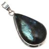 Pendant Shiney Labradorite Gemstone Mother's Day Gift Silver Jewelry 2.25"