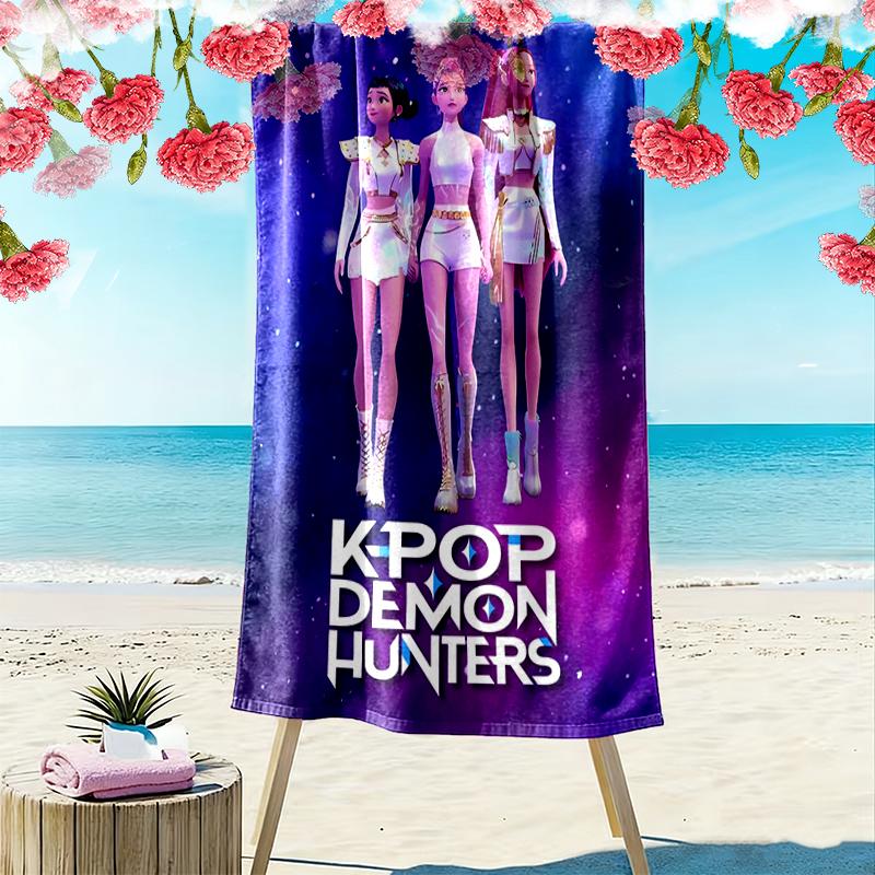 1pc Kpop Demon Hunters Beach Towel Ideal Birthday Gift For Family, A Vibrant Beach Towel Suitable for Outdoor Activities
