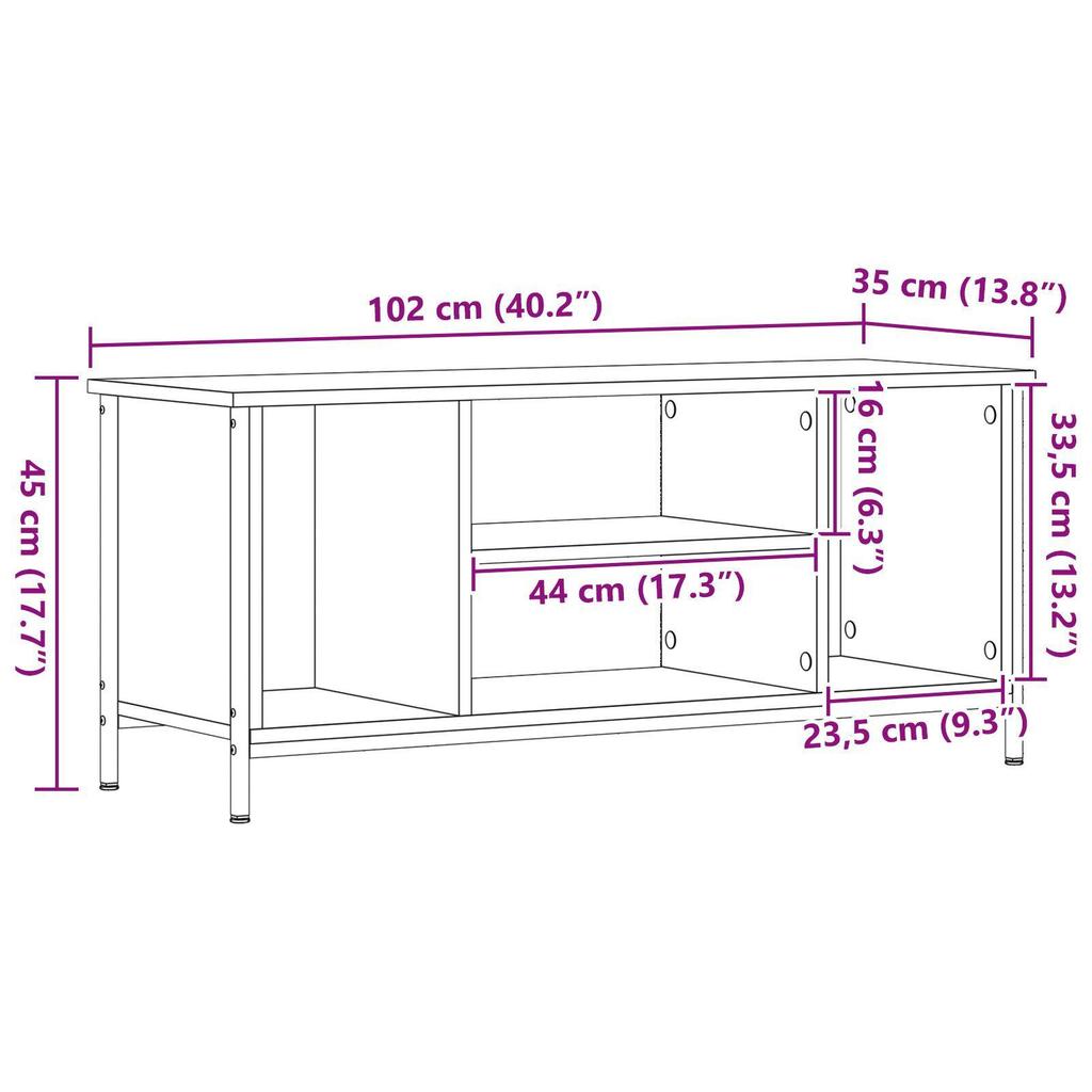 Kreatives TV-Rack für das Wohnzimmer, Schrank mit viel Stauraum, 102 x 35 x 45 cm