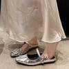 Flat-bottomed Silver Temperament Mary Jane Half-tray Single Shoes Fairy Shoes 2025 Summer and Autumn with Skirt Bag Head Half-slippers