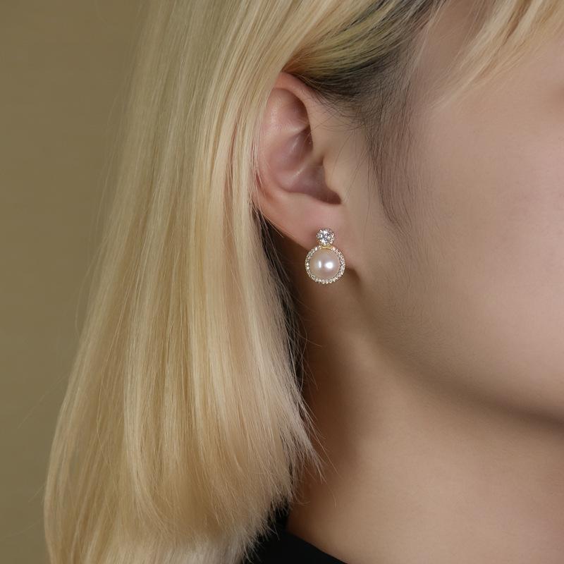 Женские серьги с жемчугом в европейском и американском стиле 2021 года, серебро 925 пробы, пресноводный жемчуг.