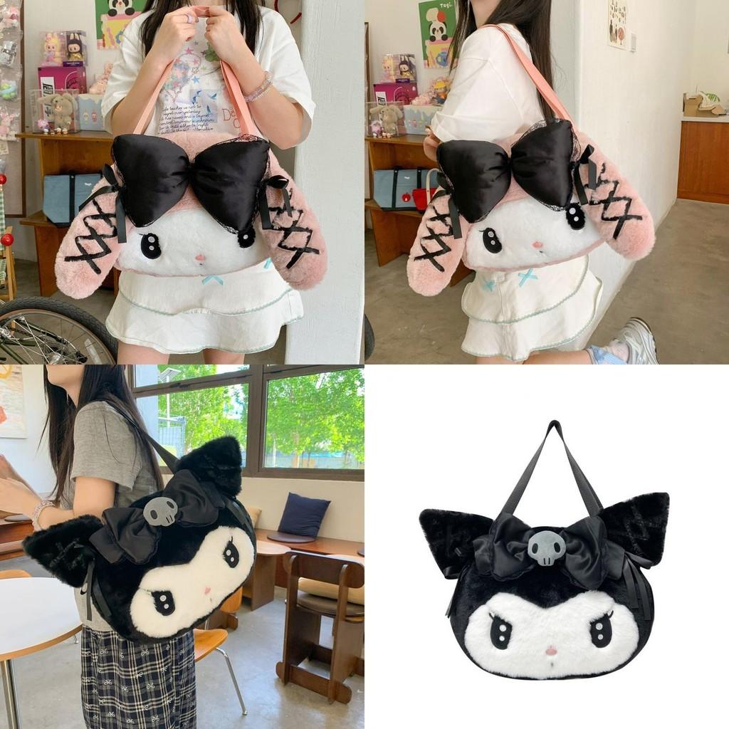 Мультяшная плюшевая сумка через плечо Sanrio Kuromi My Melody большой вместимости для повседневного использования