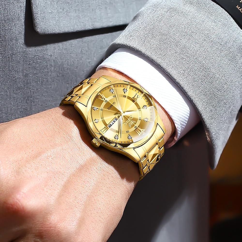 Мужские кварцевые деловые часы Seiko с календарем, круглый циферблат, 42 мм, нержавеющая сталь, золотой, золотой