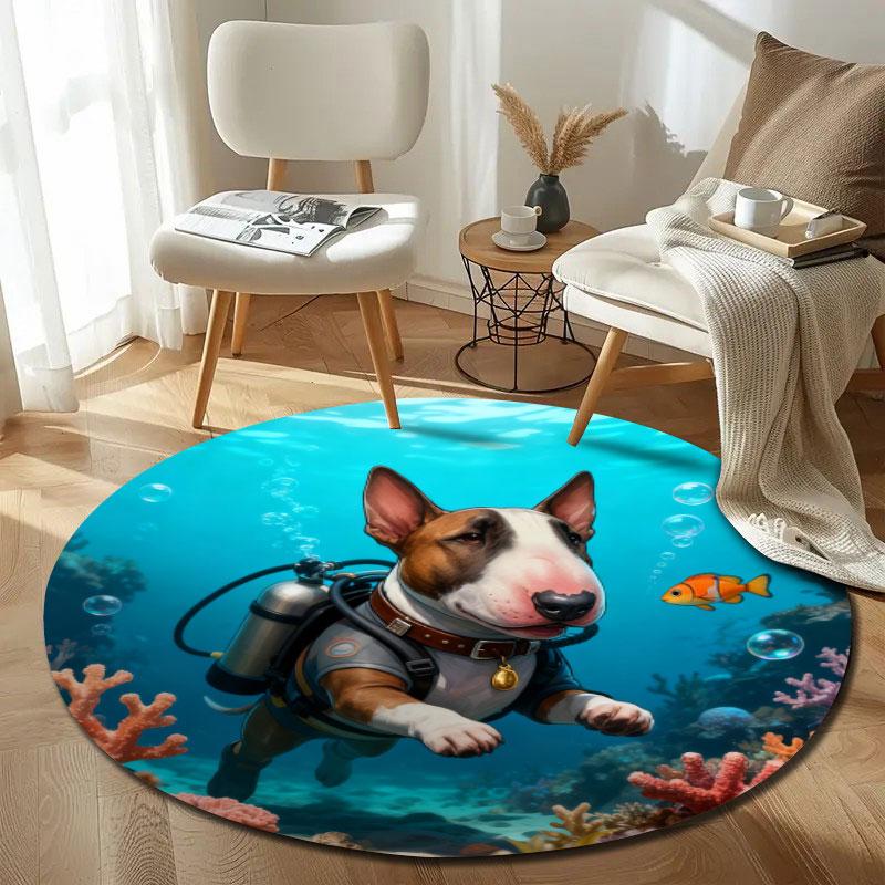 Statement Round Gothic Multicolor Accent Rug, Non-Slip Floor Mat for Laundry Room