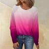 Women's Round Neck Gradient Printed Raglan Sleeve Long Sleeve Versatile Loose Top