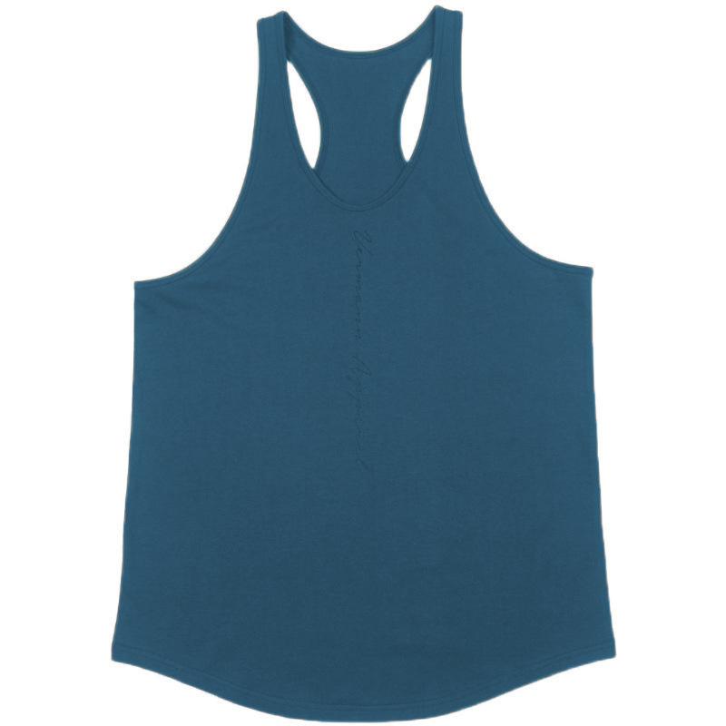 New Sports Vest Men'S Loose Summer Pure Cotton Fitness And Bodybuilding Quick Drying Sleeveless Shoulder White Base Shirt Sleeveless T-Shirt