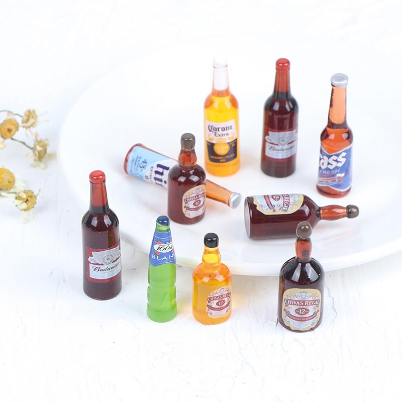 10Pcs 1:12 Dollhouse Miniature Drinks Wine Model Dolls Kitchen Accessories