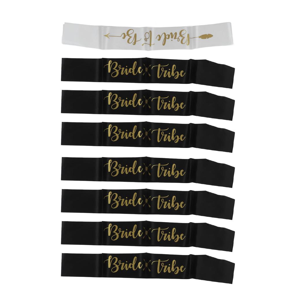 8 шт. Пояс для невесты и подружек невесты, золотые буквы, гипоаллергенный материал, свадебный набор поясов «Невеста», черный