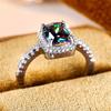 Fashion Silvery Color Rectangle Cut Multicolor Stone Ring Luxury Love Engagement Ring Wedding Jewelry