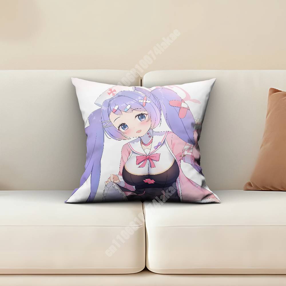 Blue Archive Asagao Hanae Pillow Cover Sofa Couch Cushion Case Home Living Room Decoration