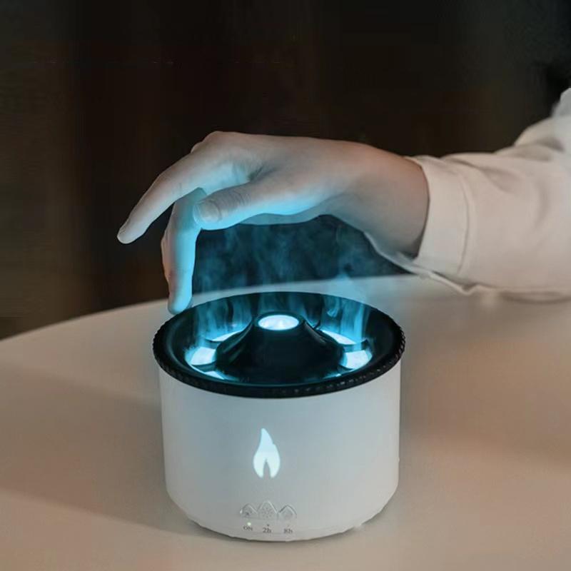 Volcano Fire Flame Aroma Diffuser Aroma Treatment Air Humidifier 2 Color Remote Control Jellyfish Mist Flame Volcano Humidifiers
