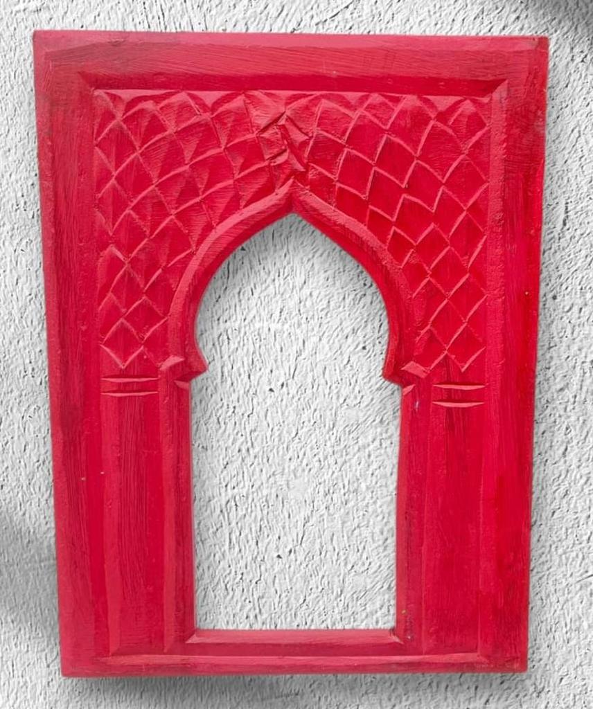 Hand Painted Mehrab Jharokha: Miniature Window Frame, Antique Finish
