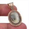 Natural Prehnite Gemstone 925 Solid Sterling Silver Two Tone Pendant 1.50" Q8b71