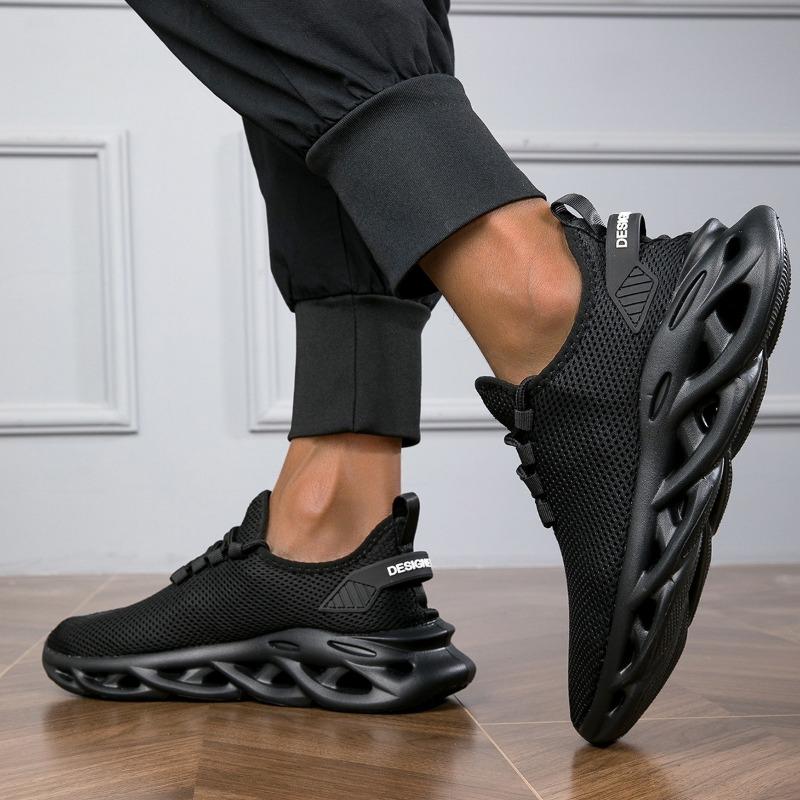 PLUS SIZE Mens Fashion Sneakers - Solid Woven Knit, Blade Design, Ultra-Breathable & Non-Slip - Soft Sole, Comfortable Casual Shoes for All-Day Wear