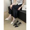 Pointed Kitten Heel Sandals Women'S Bag Head Rear Empty Thin Middle Heel Sandals Single Shoes French